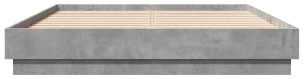 betonszürke ágykeret LED-világítással 160x200 cm