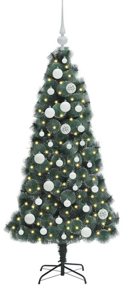 Műfenyő előre világított karácsonyfa gömbkészlettel Zöld 120 cm