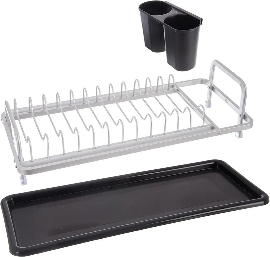 Fekete-fehér fém edényszárító 41,5x17 cm Deluxe – Orion