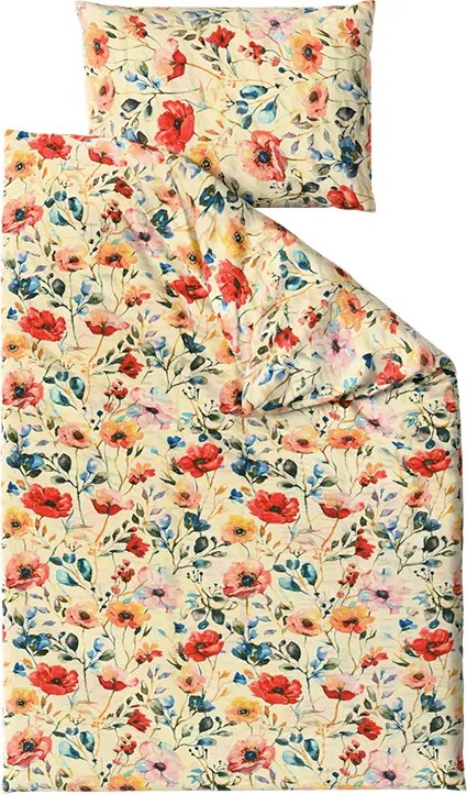 Krepp ágynemű FLOREEN krémszínű Ágyneműhuzat mérete: 70 x 90 cm | 140 x 200 cm