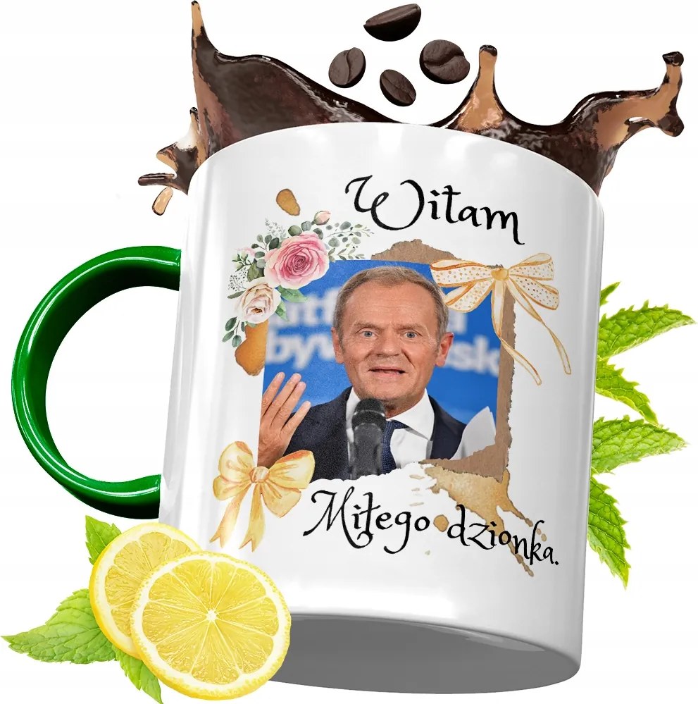 Donald Tusk Zöld Bögre Ajándék Nyomtatott Fotóval