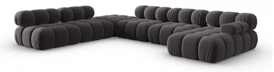 Sötétszürke bársony kanapé 379 cm Bellis – Micadoni Home