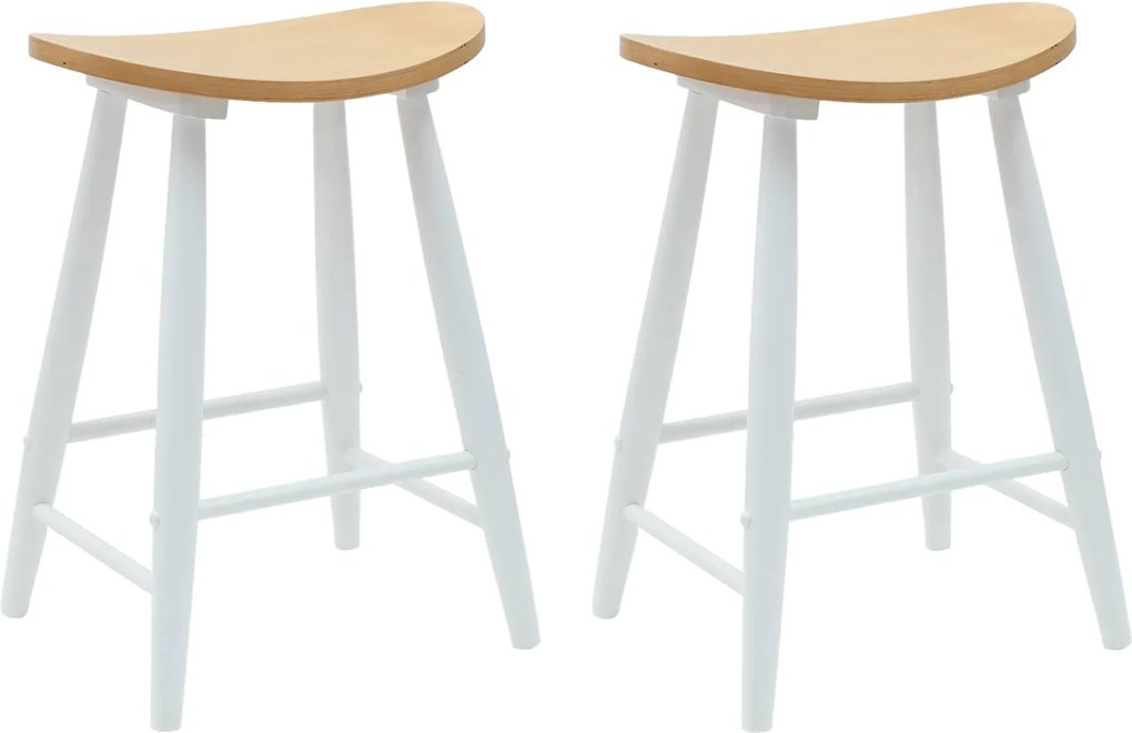 vidaXL Étkező Székek 2 pcs Fehér 46 x 37 x 63 cm Tömör Gumi Fa