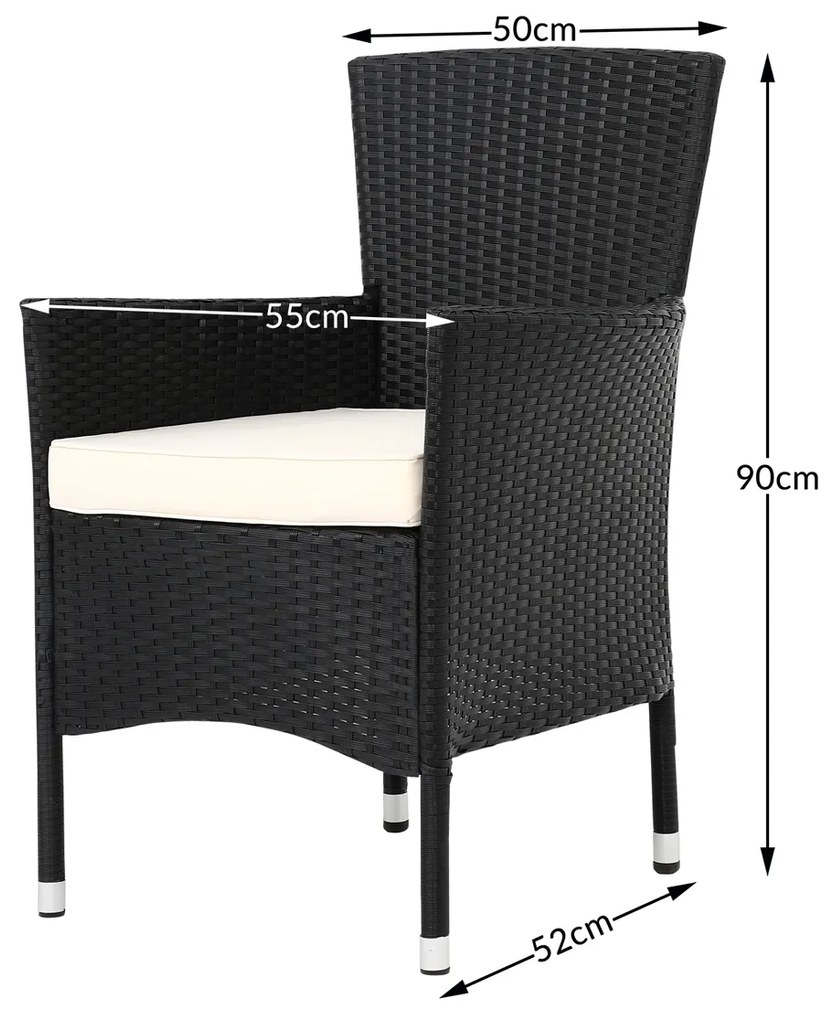 Casaria® Kerti rattan szett Berlin 1+4 fekete - WPC