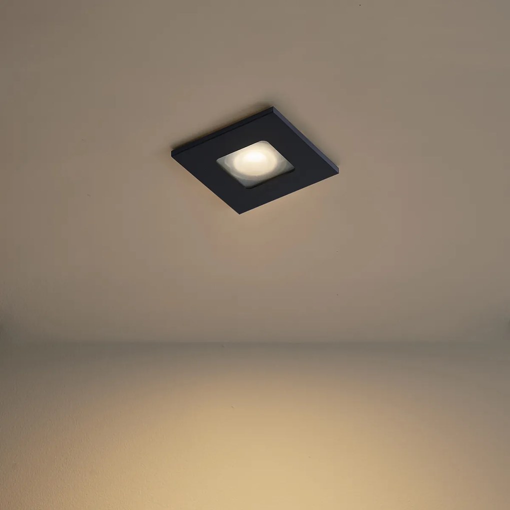 6 darabos modern süllyesztett spotlámpa készlet fekete, forgatható és dönthető IP44 - Qure