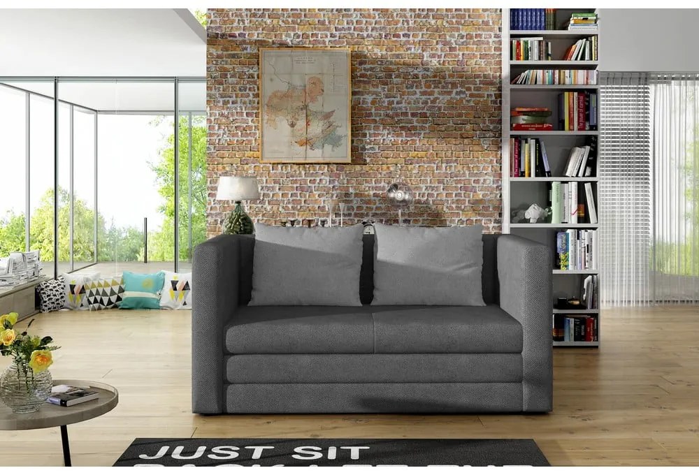 Szürke zsenília kinyitható kanapé 132 cm Neva – ELTAP