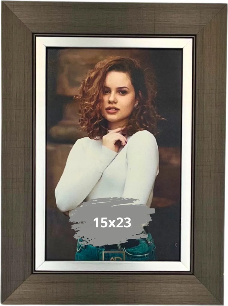 Képkeret 15x23 ezüst szürke egyenes Gloria