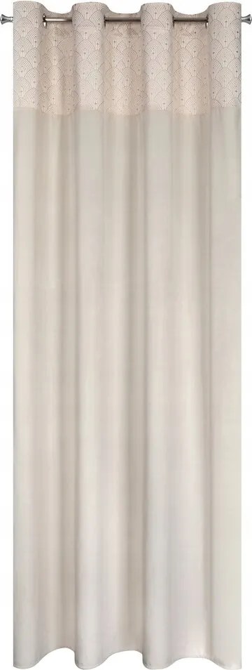 Bársony függöny 140X250 krémszínű, dekoratív gurulós övvel