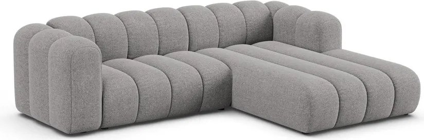 Szürke zsenília sarokkanapé (jobb oldali-heverő résszel) Lupine – Micadoni