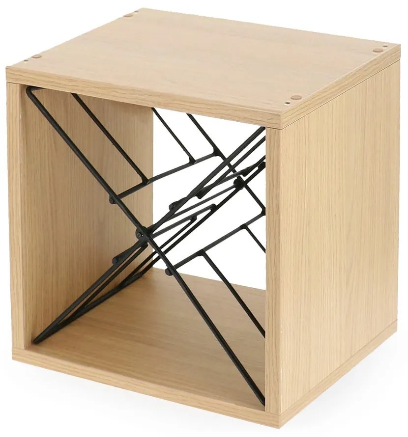 Natúr színű bortartó polcos állvány kőrisfa dekorral, palackok száma 12 36,5x36x29 cm Macon – Compactor