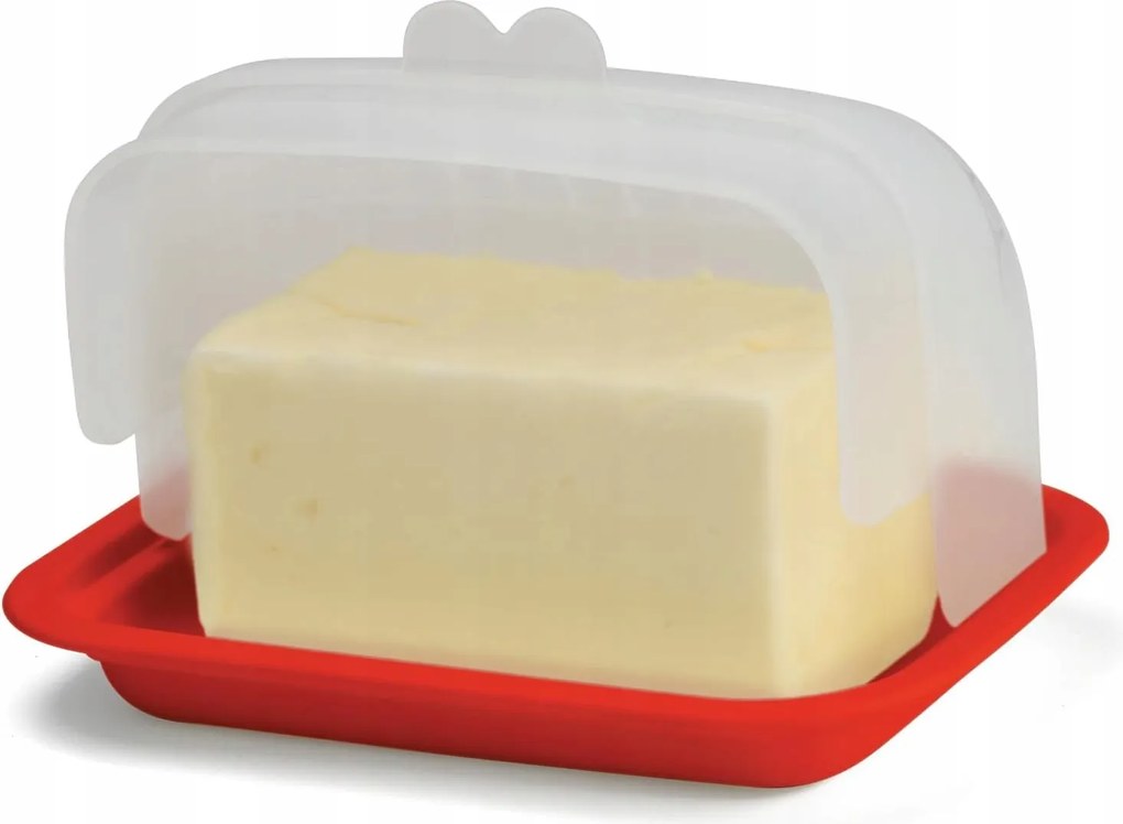 Vajtartó Fedéllel Széles Műanyag Tartály Konyha Piros