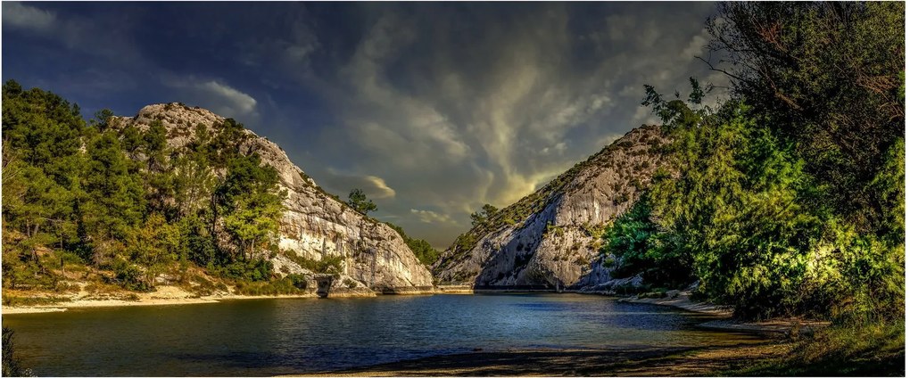Tájkép tóval (120x50 cm)