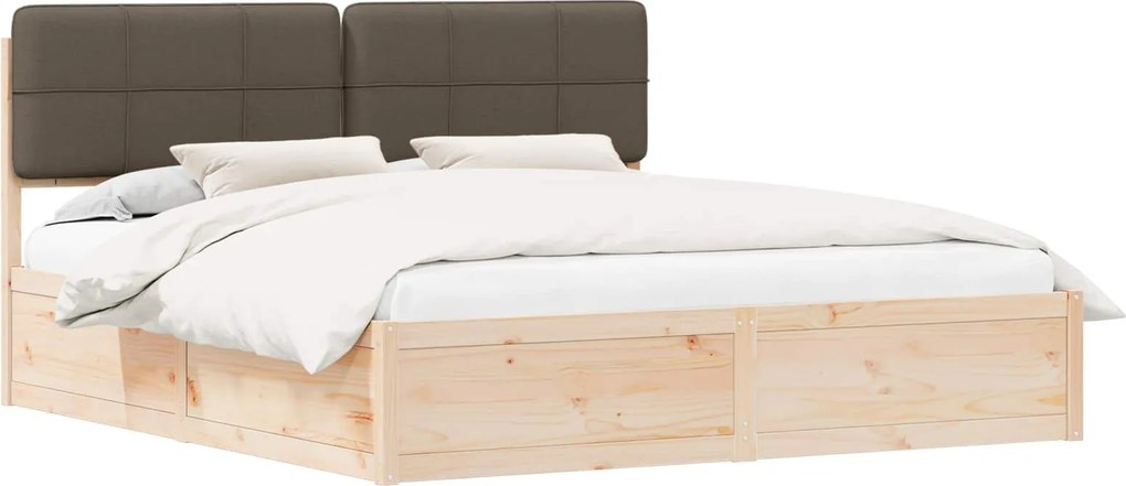 vidaXL Ágykeret Kárpitozott Fejtámlával Tópszínű 200 x 200 cm