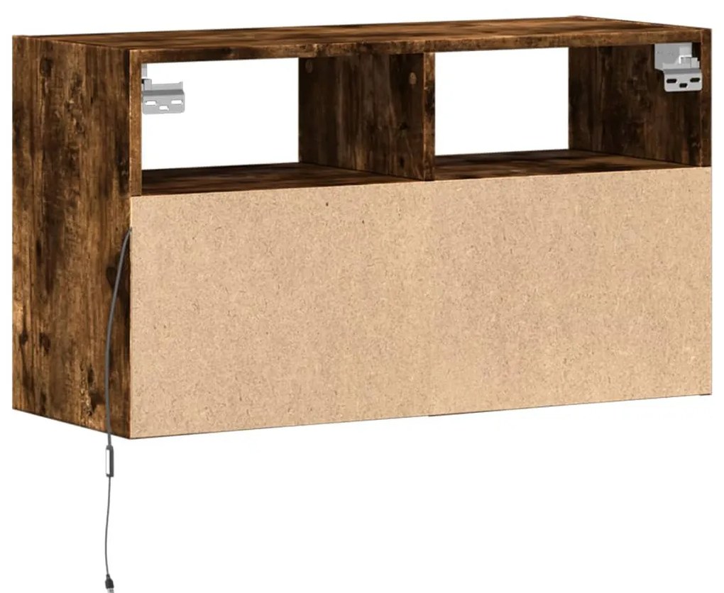 füstös tölgy színű fali TV-szekrény LED-ekkel 80x31x45 cm