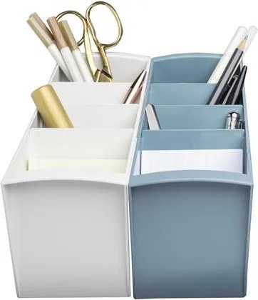 Asztali rendező, multifunkciós, 4 rekeszes, 8x23x11 cm, EXACOMPTA Autentik, fehér (EX68113D)