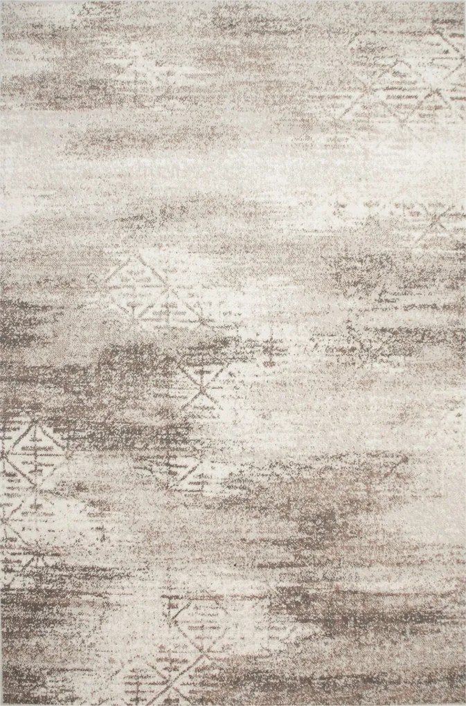 Gyapjú Szőnyeg Modern Dywilan Raw Szürke Krém Lila Rombusz Mintás 135x200 cm