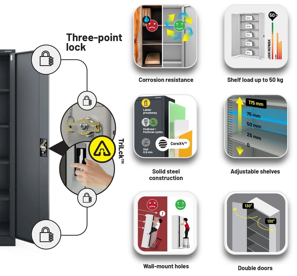 Fém iratszekrény JAN II, 1150 x 185 x 400 mm, antracit