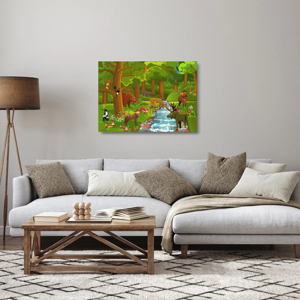 Gyermek kép állatokkal (üvegen) (70x50 cm)