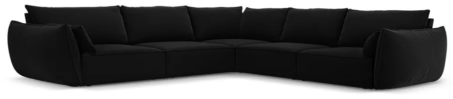 Fekete bársony sarokkanapé Vanda – Mazzini Sofas