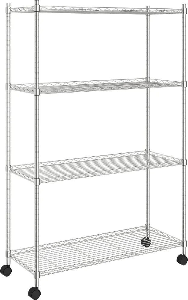 vidaXL 4 szintes króm tárolópolc kerekekkel 90 x 35 x 142 cm 200 kg