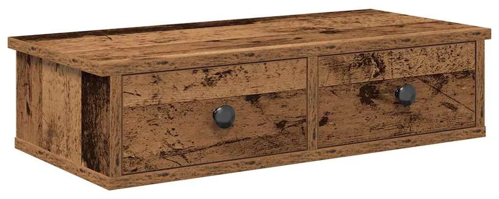 Falipolc fiókokkal régi fa 60x28x15 cm műszaki fa