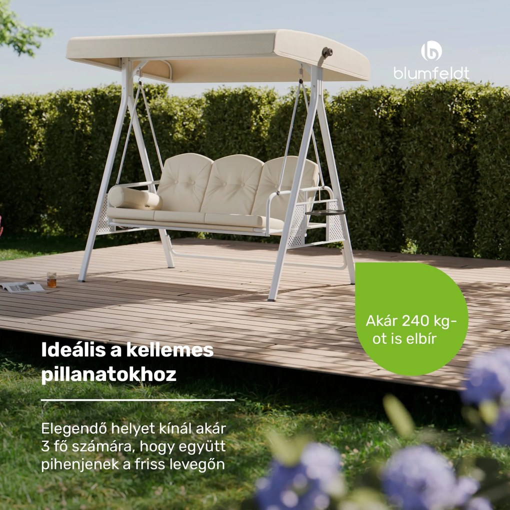 Blumfeldt GranSway hollywoodi hinta 3 üléses egyénileg állítható Porszórt acél Időjárásálló