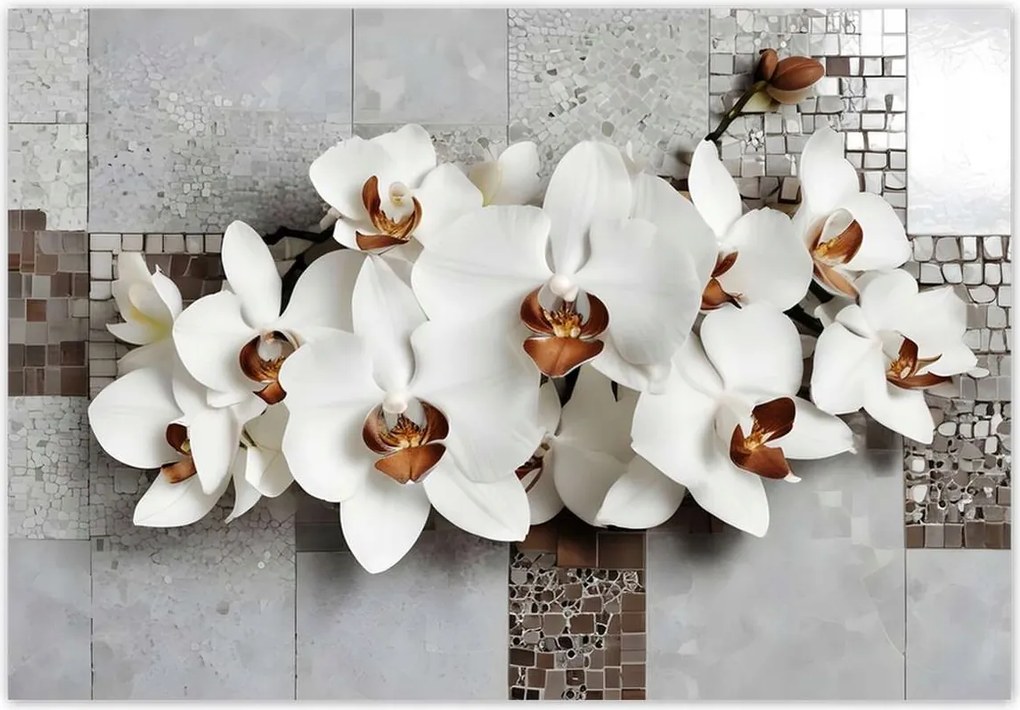Fotótapéták 368x254 Fehér orchideák és mozaik