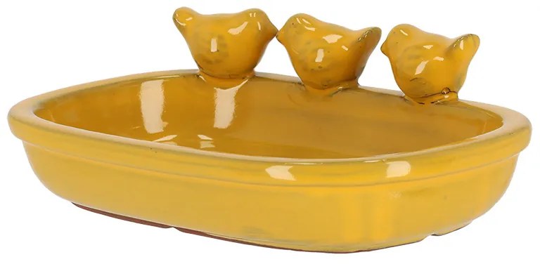 Kerámia madáritató és etető tál, 29 cm, sárga