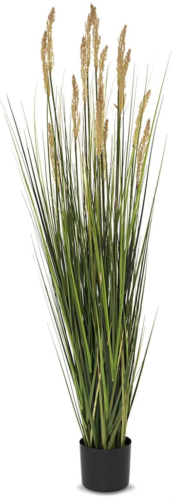 Fekete cserepes műanyag magas zöld műnövény műfű 157x46x46cm