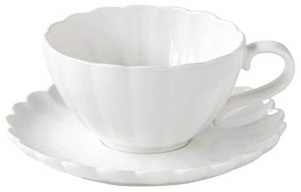 Fehér porcelán teás csésze aljjal 250 ml hullámos Easy Life Lifestyle