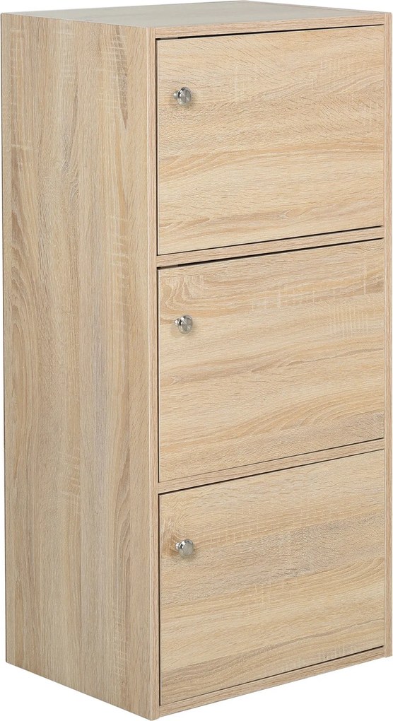 HOMCOM Többcélú Szekrény 3 Polccal és 3 Ajtóval, 48x34x100cm | Aosom