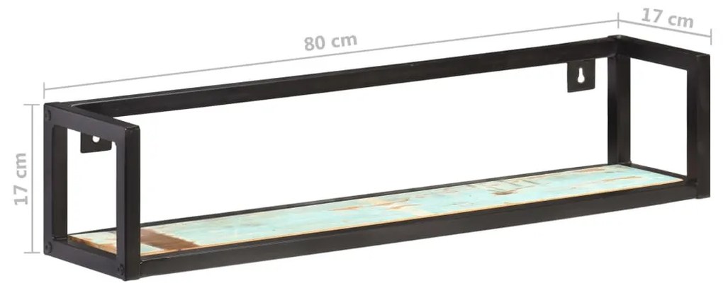 2 db tömör újrahasznosított fa fali polc 80 cm