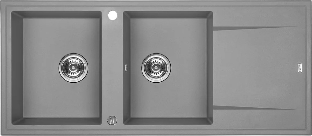Laveo Megalo, 2 kamrás gránit mosogató 1160x500x185 mm hosszú vízelvezetővel, szürke, LAV-SBE_521T