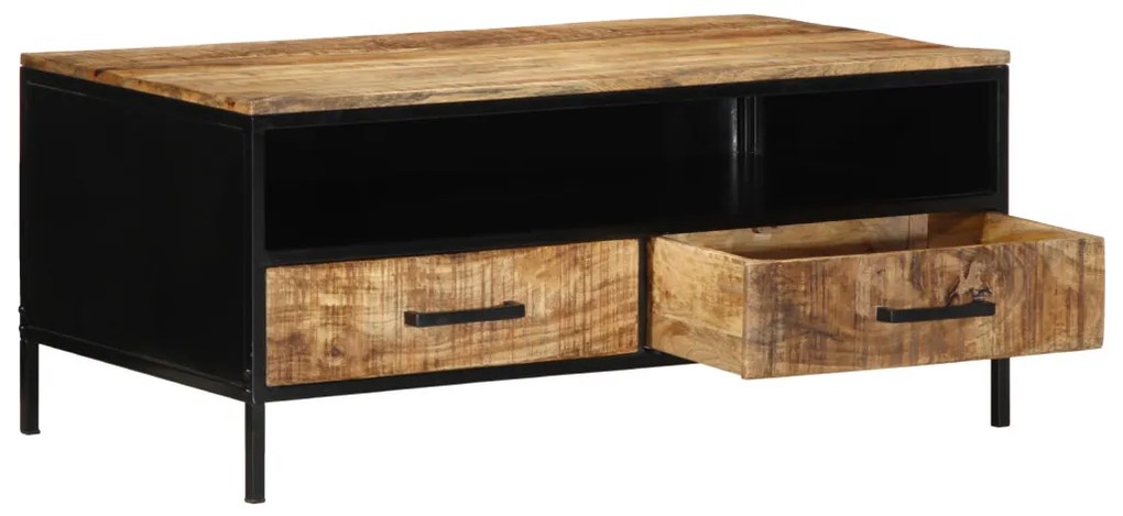 Dohányzóasztal 90x50x40 cm Tömör Fa Durva Mangó