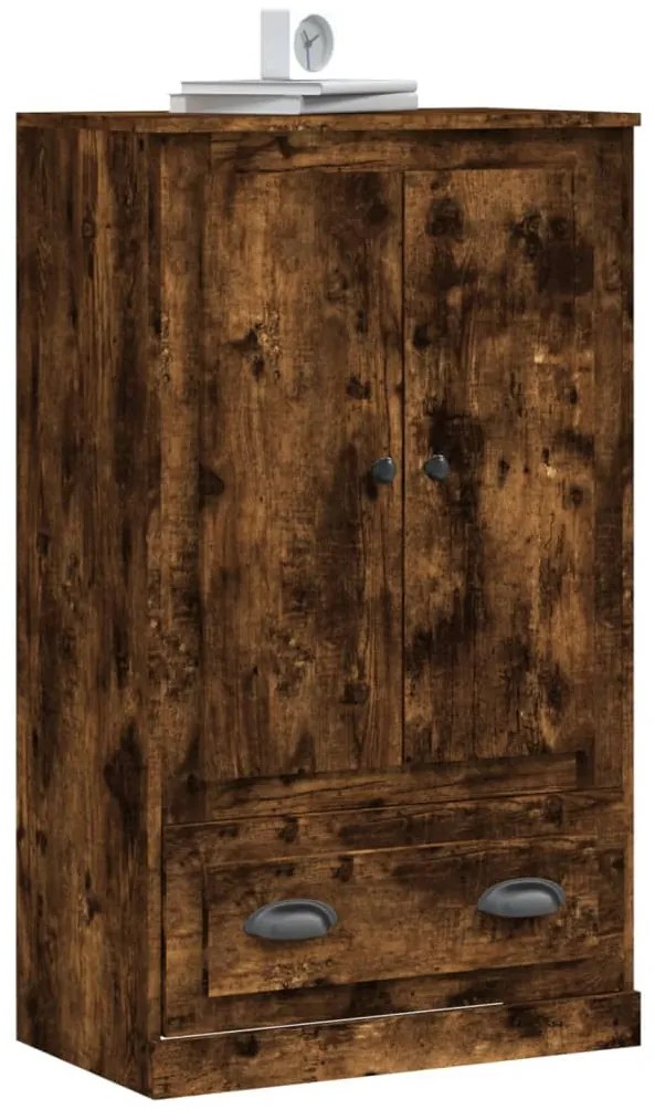 füstös tölgy színű szerelt fa magasszekrény 60x35,5x103,5 cm
