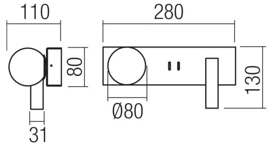 Redo 01-4662 - NORMA LED fali lámpa LED/5W/230V+LED/3W CRI90 USB bronz