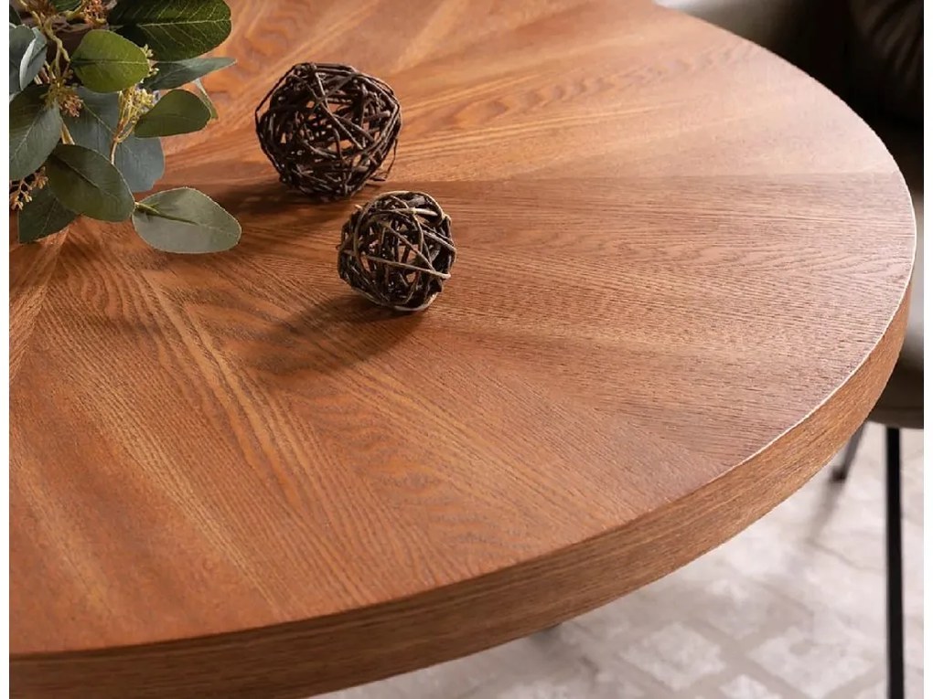 Kerek étkezőasztal AMADEO 100x100 cm, dió dekoráció