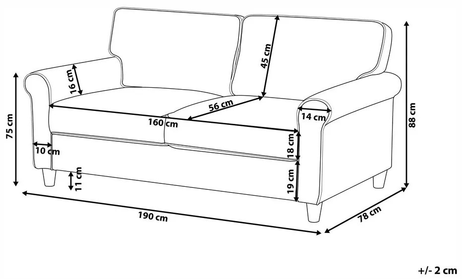 Háromszemélyes sötétzöld kordbársony kanapé RONNEBY Beliani