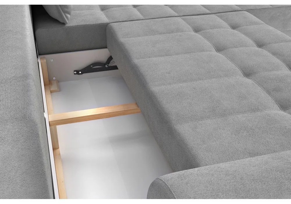 Világosszürke kinyitható sarokkanapé (jobb oldali) Balitco – Ropez