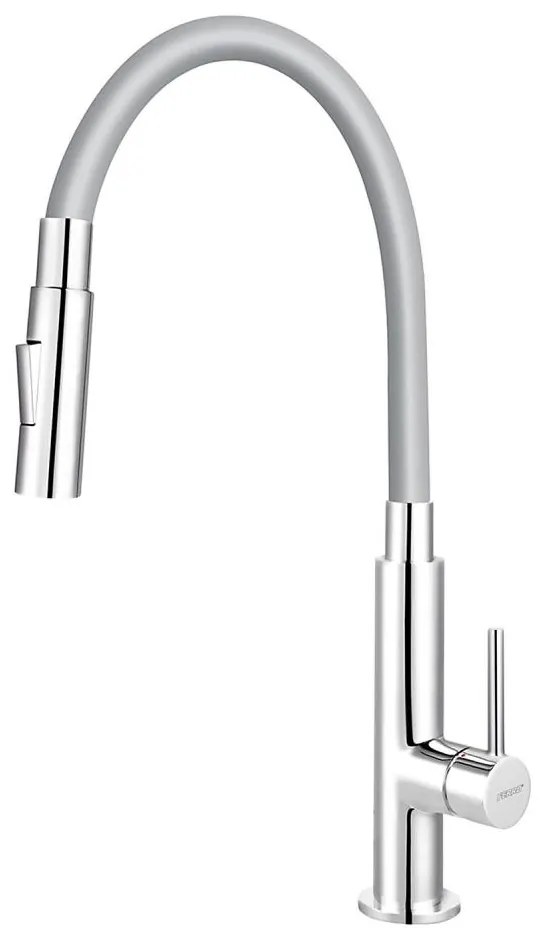 FERRO - Mosogató csap rugalmas karral fényezett króm/szürke