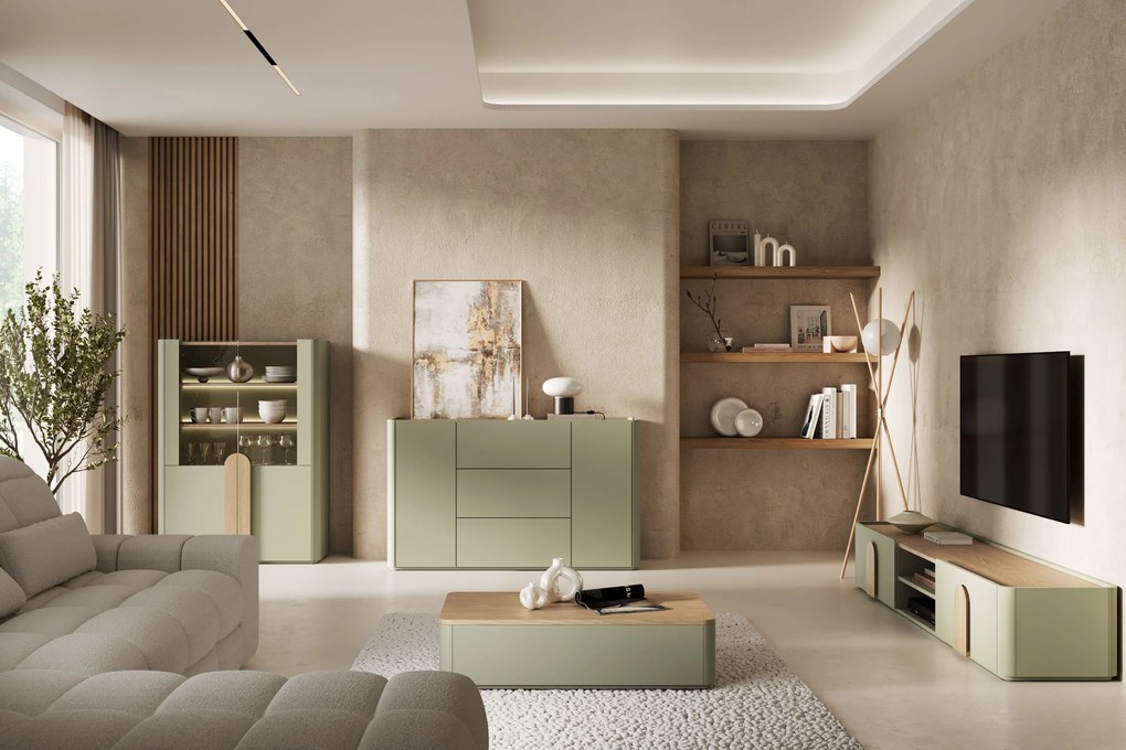 Amilio dohányzóasztal 100 cm fiókos - eukaliptusz / baltic dune tölgy