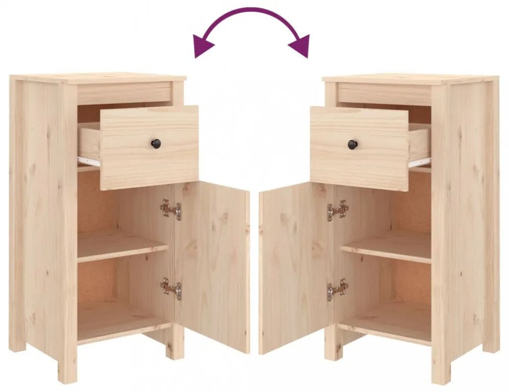 vidaXL 2 db tömör fenyőfa tálalószekrény 40 x 35 x 80 cm