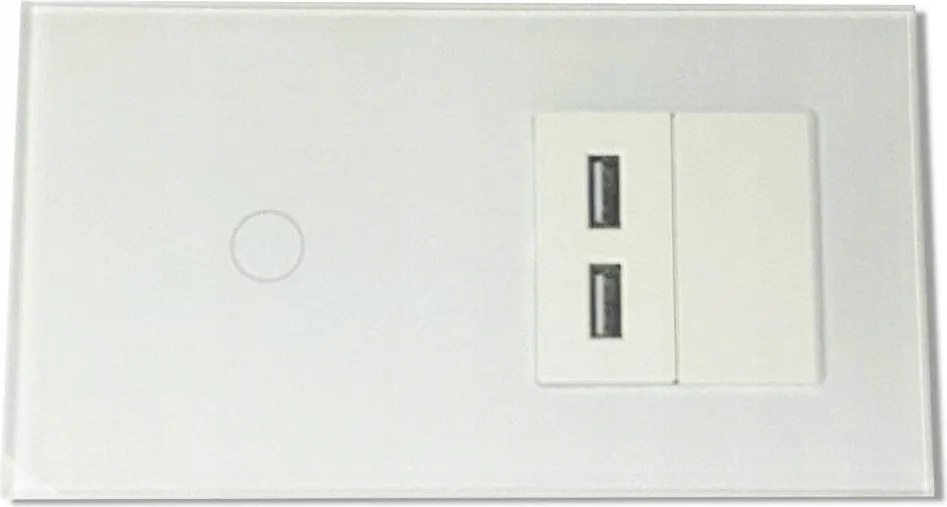 Érintőkapcsoló Üveg 1K Töltő 2x Usb A 2.4A