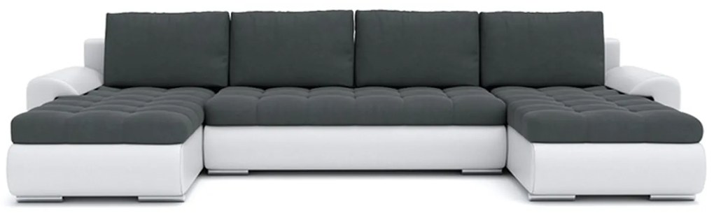 TOKIO III U alakú sarokkanapé Világosszürke / fekete ökobőr