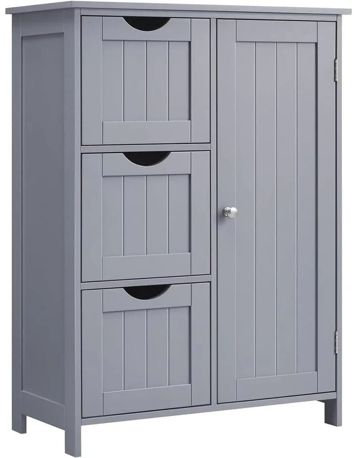 Fürdőszobai szekrény, komód, 3 fiókkal, Állítható polc, 30 x 60 x 81 cm, szürke