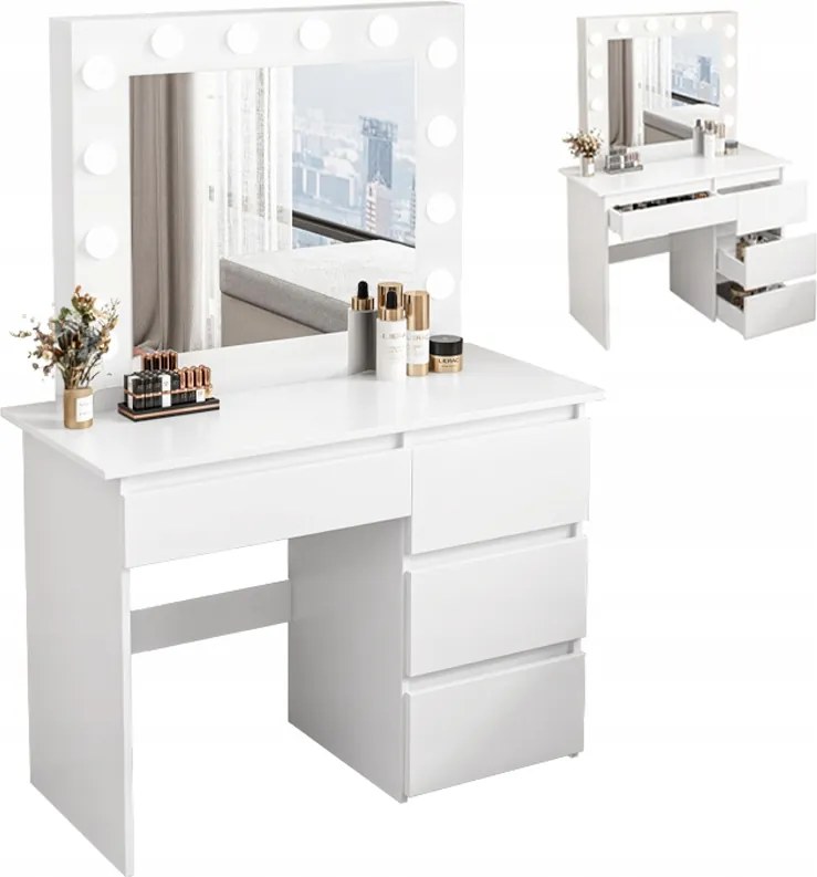 Smink Fésülködőasztal Kozmetikai Led Tükörrel Modern Loft 90 CM