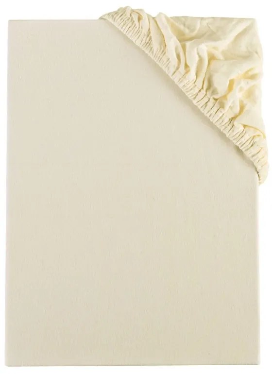 EMI krémszínű 100% pamutjersey gumis lepedő, 90x200-as lap