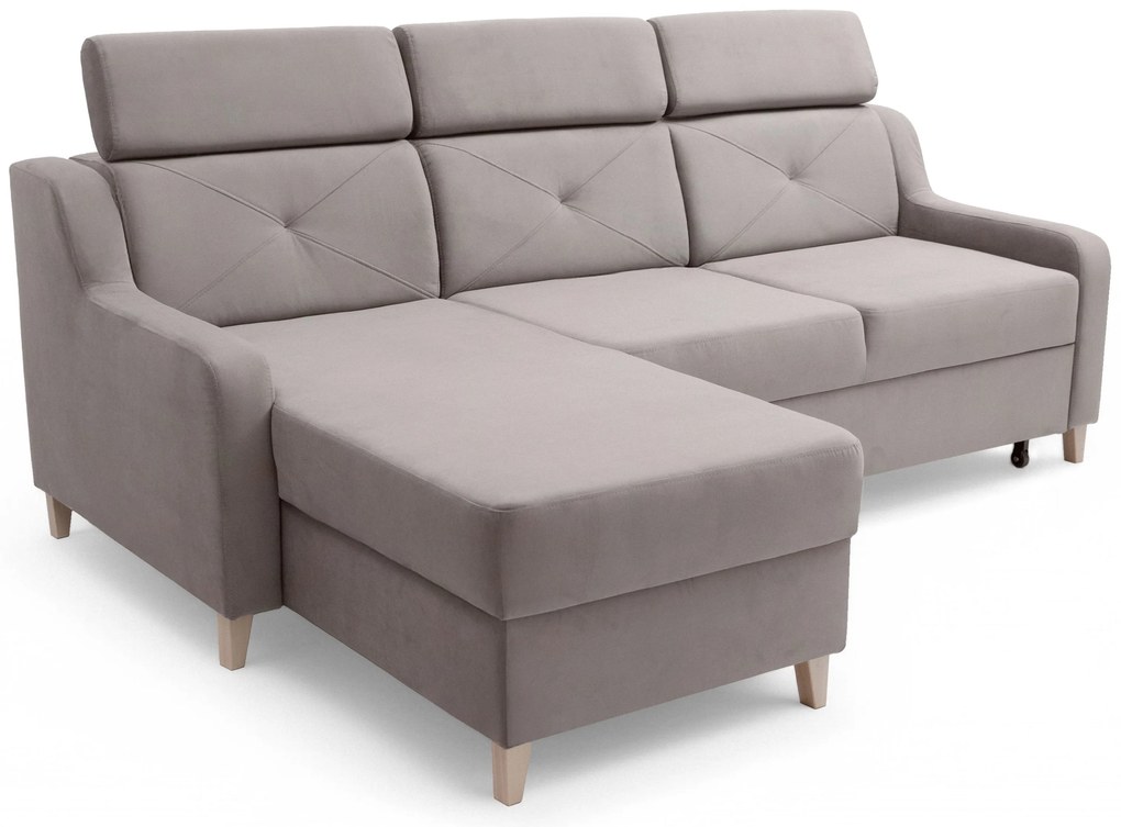 Laksaro balos ágyazható sarokkanapé - sötétbézs Jasmine 25 bársony