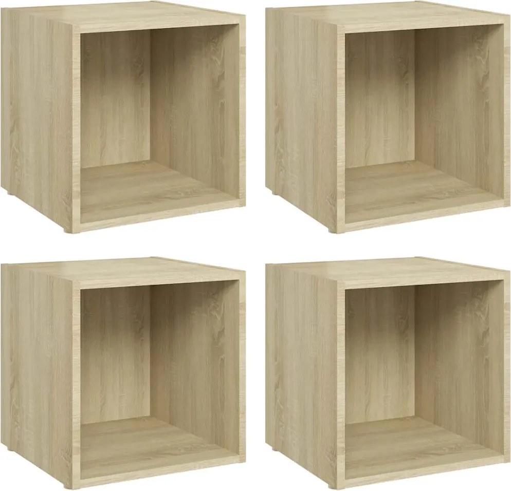vidaXL 4 db sonoma tölgy színű szerelt fa TV-szekrény 37 x 35 x 37 cm