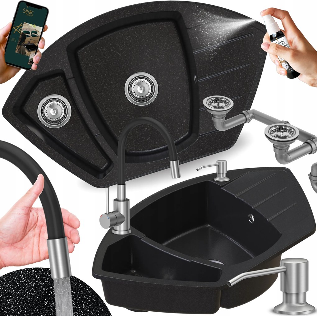 Konyhai sarok mosogató csepegtetővel Másfélrekeszes, csapteleppel